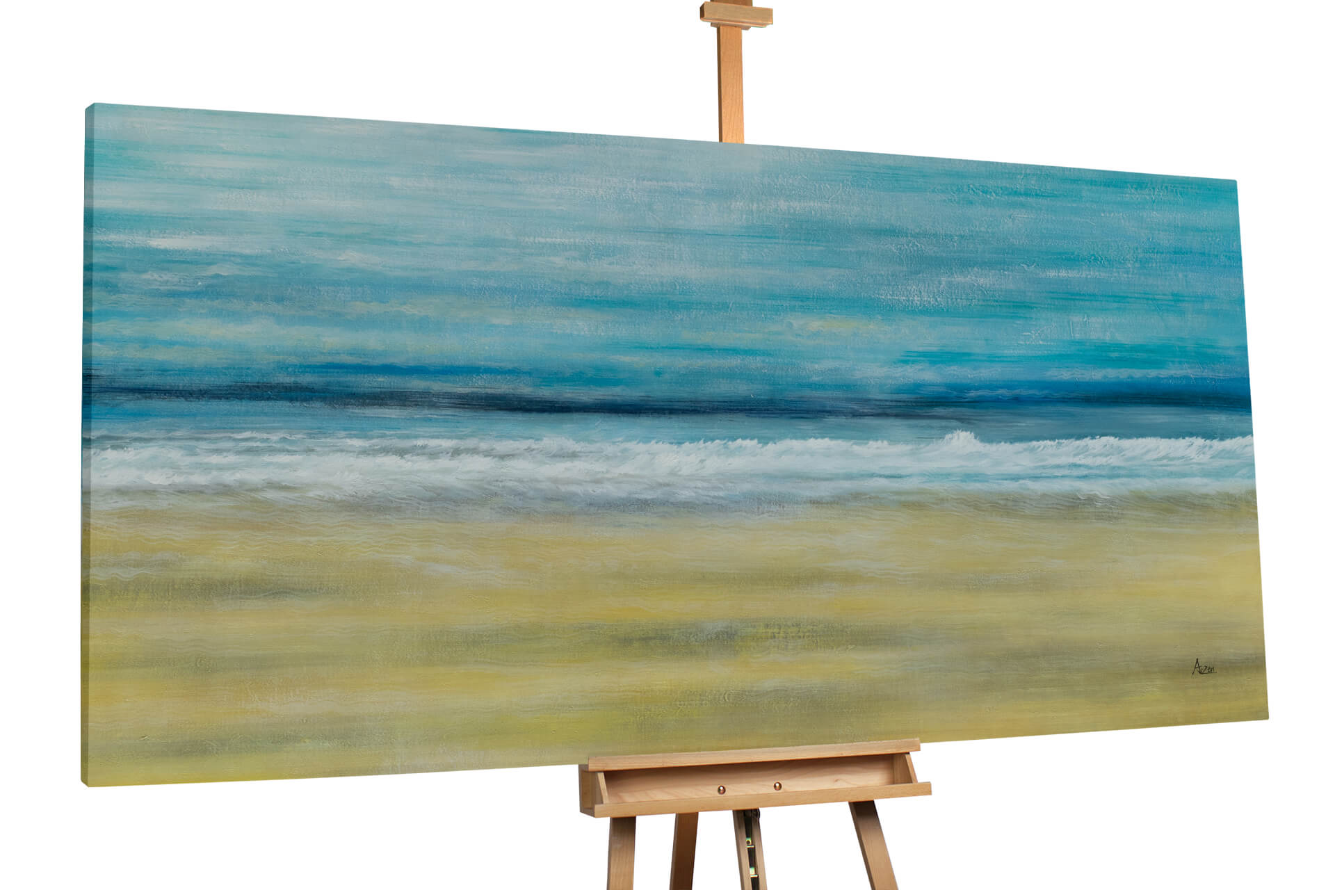 Ölgemälde Strand Meer Blau Beige finden KunstLoft