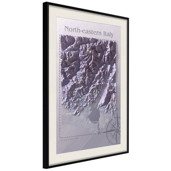 Poster 'Raised Relief Map: North-Eastern Italy'