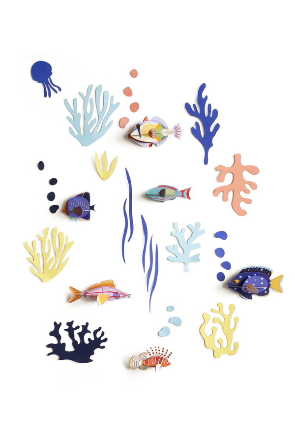 3D Vægdekoration karton 'Aquarium Wall Set'