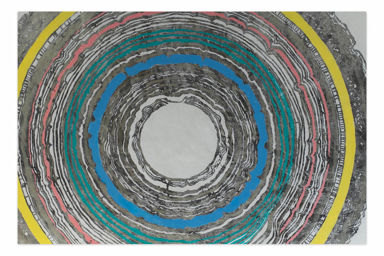 XXL Olieverf schilderijen 'Concentric Colors' | Handgeschilderd unicum komt in de ruimte goed tot zijn recht.