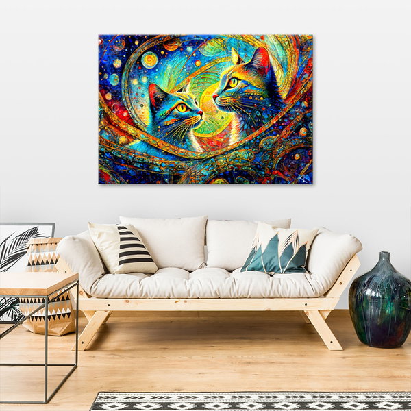 Kunstdruck auf Leinwand 'Mystical Feline in the Glow 4'