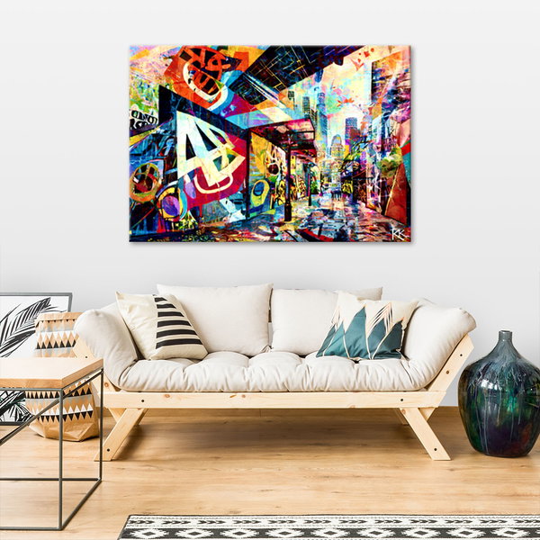 Kunstdruck auf Leinwand 'Vibrant Echoes of the City'
