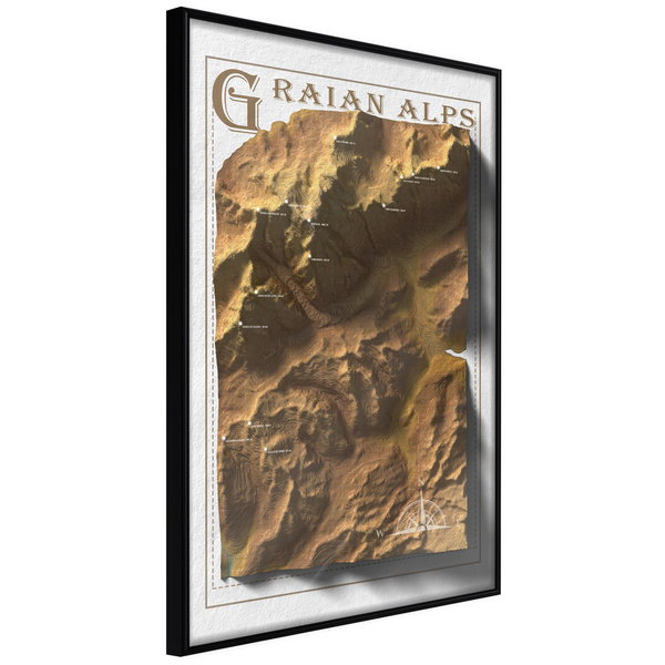 Plagát 'Raised Relief Map: Graian Alps'