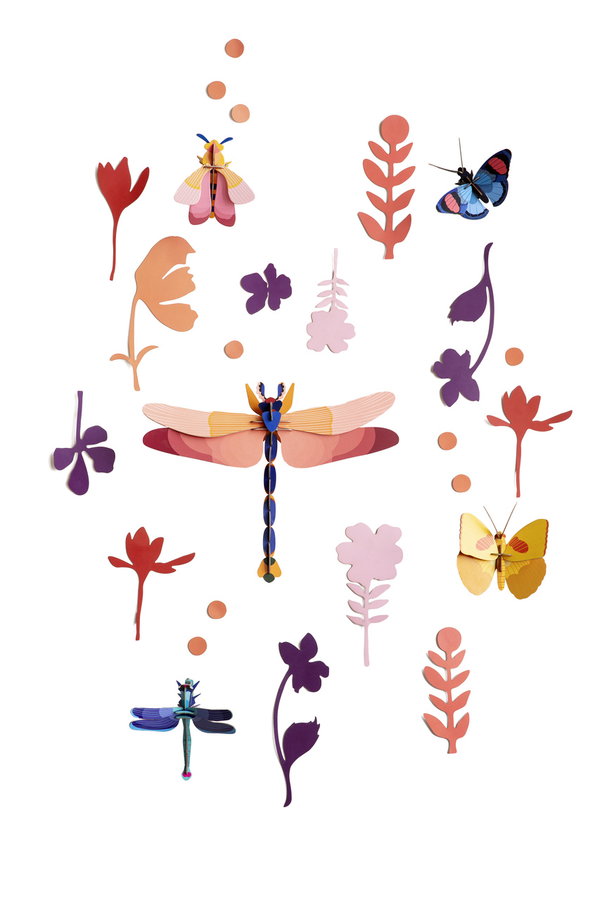 Sculptură de perete din carton 'Dragonfly Wall Set'
