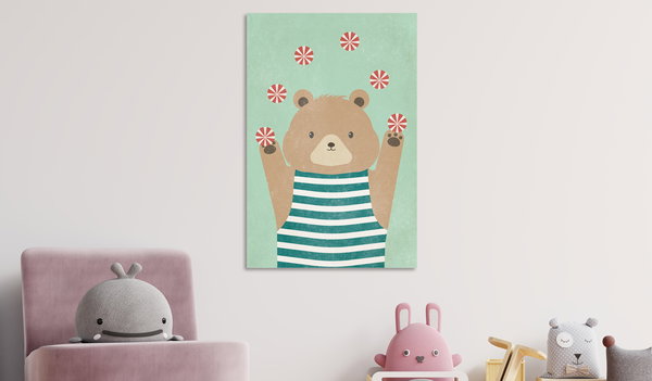 Kunstdruck auf Leinwand 'Juggling Bear Vertical'