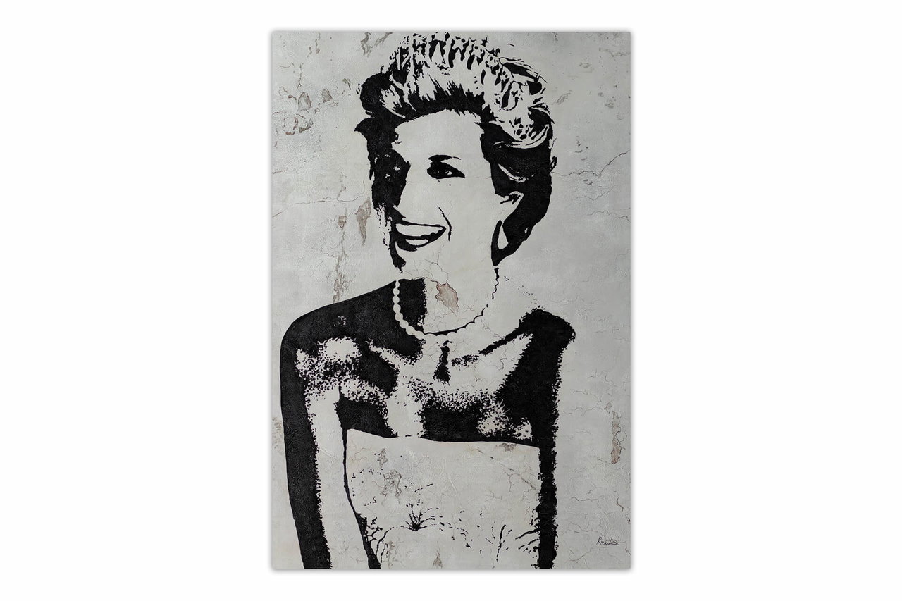 XXL Olieverf schilderijen 'Lady Di's Smile' | Handgeschilderd unicum komt in de ruimte goed tot zijn recht.