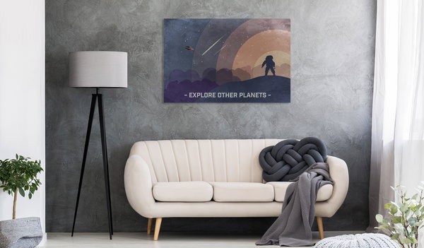 Kunstdruck auf Leinwand 'Explore Other Planets Wide'