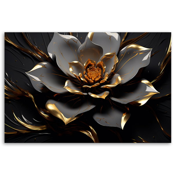 Kunstdruck auf Leinwand 'Flower with Golden Metallic Accents'