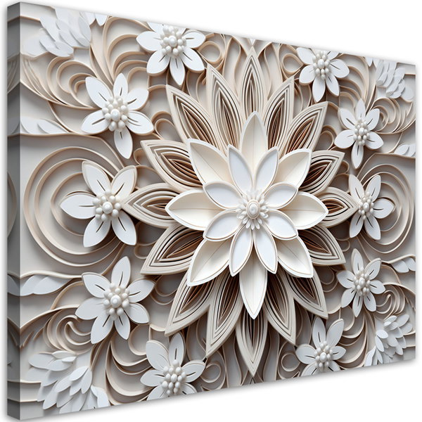 Kunstdruck auf Leinwand 'White Intricate Floral Pattern'