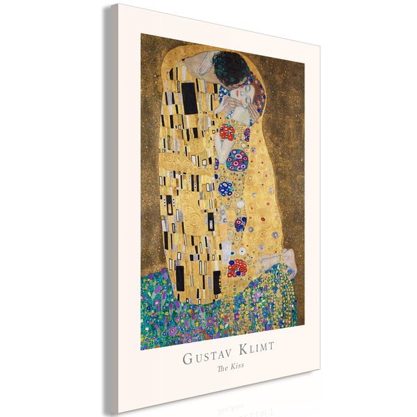 Cuadro impreso sobre lienzo 'Gustav Klimt - The Kiss Vertical'