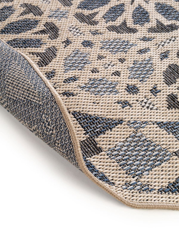 Design In- &amp; Outdoor Runder Teppich River Beige/Blau