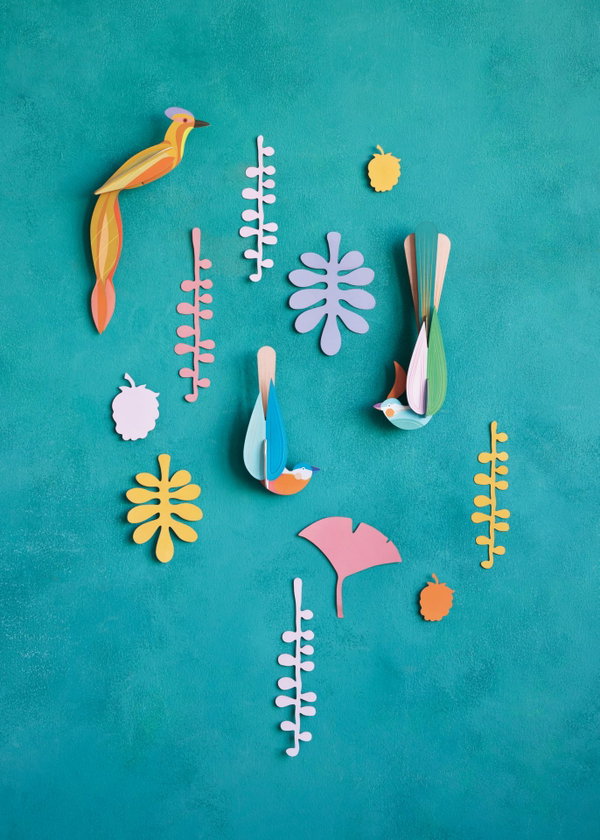 Wanddeko Papier 'Tropenvögel-Set'