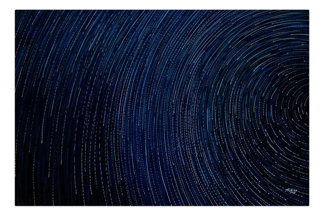 XXL Olieverf schilderijen 'Concentric Blues' | Handgeschilderd unicum komt in de ruimte goed tot zijn recht.
