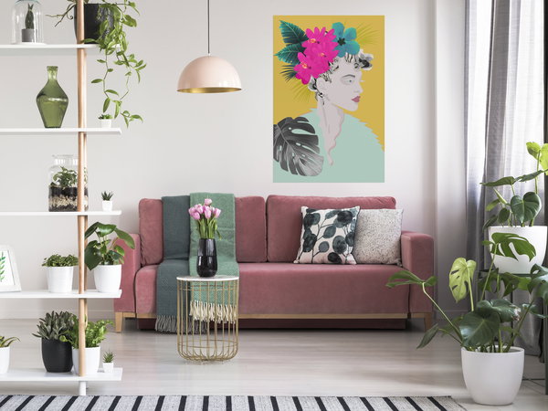 Kunstdruck auf Leinwand 'Flowers In The Hair Vertical'