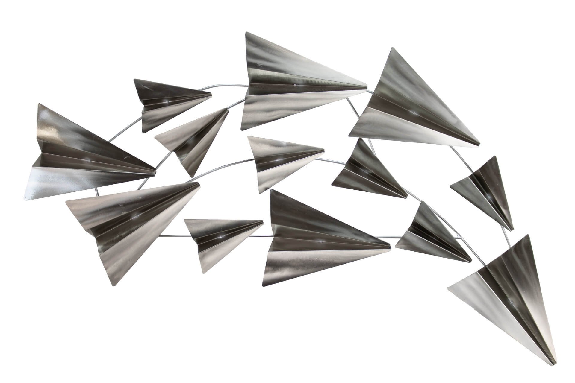 Wanddeko Metall Papierflugzeuge Grau Schwarz | KunstLoft