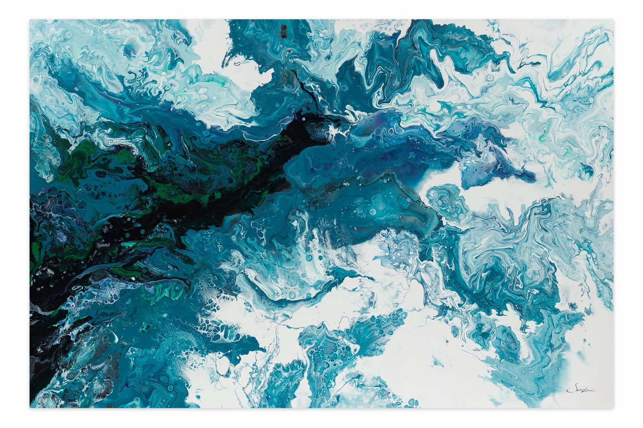 Schilderij 'Ocean of Passion' | Handgeschilderd unicum 180x120cm komt in de ruimte goed tot zijn recht.