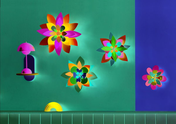 Wanddeko Papier 'Papierblumen-Blüte'