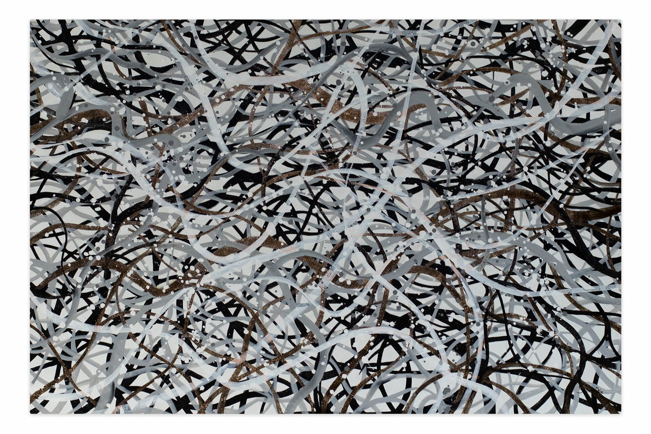 Olieverf schilderijen 'Influx of Thoughts' | Handgeschilderd unicum 180x120cm komt in de ruimte goed tot zijn recht.