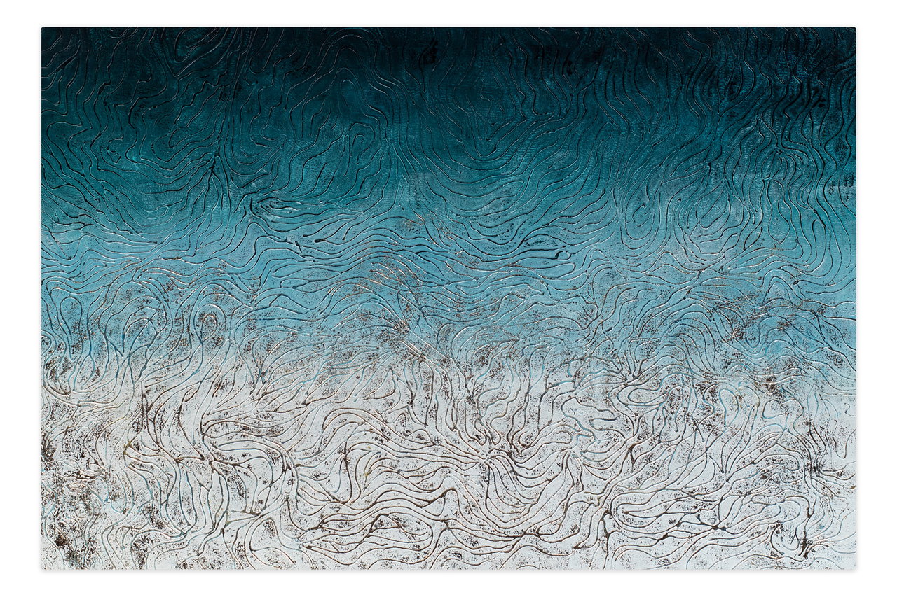 Olieverf schilderijen 'Diving Deep' | Handgeschilderd unicum 180x120cm komt in de ruimte goed tot zijn recht.