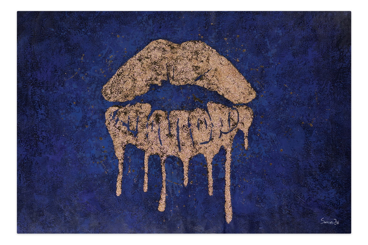 XXL Olieverf schilderijen 'Kiss at Midnight' | Handgeschilderd unicum komt in de ruimte goed tot zijn recht.