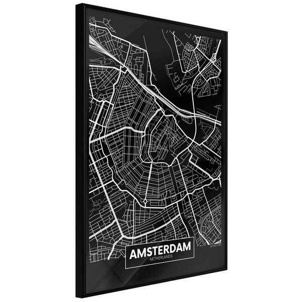 Poster 'City Map: Amsterdam (Dark)'