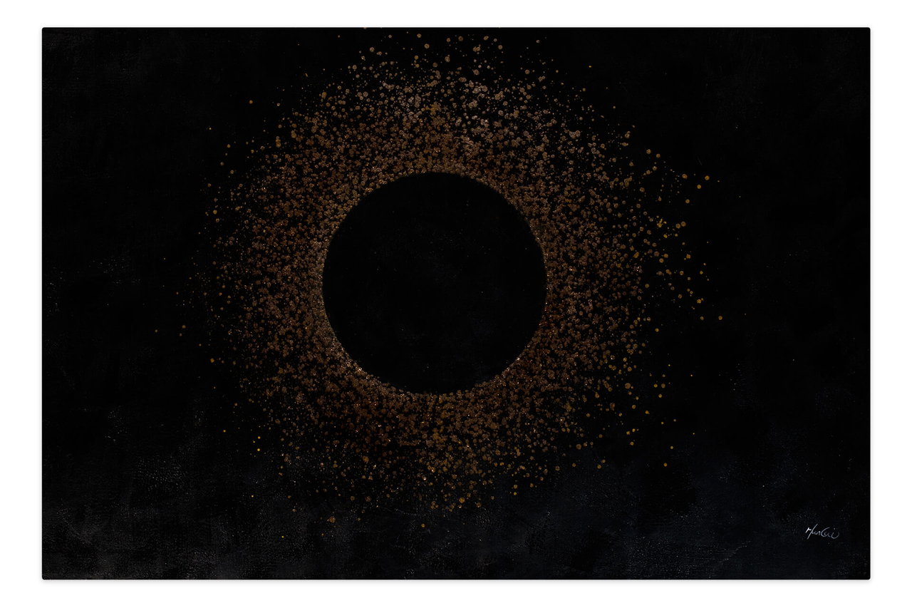 Olieverf schilderijen 'Eye of the Cosmos' | Handgeschilderd unicum 180x120cm komt in de ruimte goed tot zijn recht.