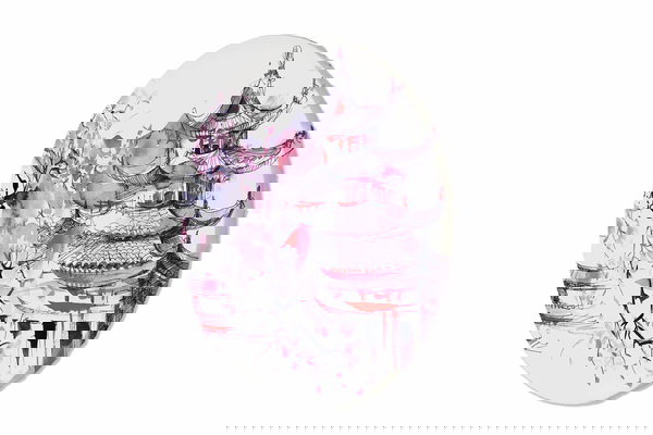 Kružna slika 'Cherry Ink Tale'