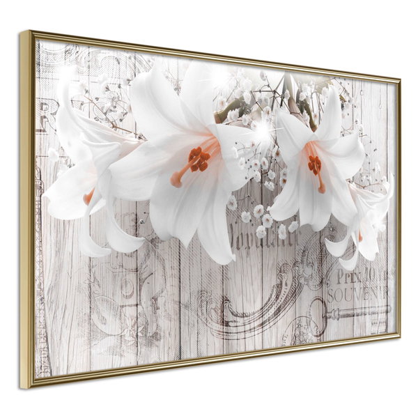 Poster 'Lilies on Wood'
