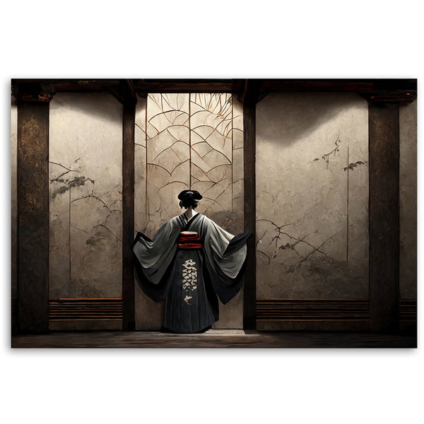 Kunstdruck auf Leinwand 'Geisha's Silent Reflection'
