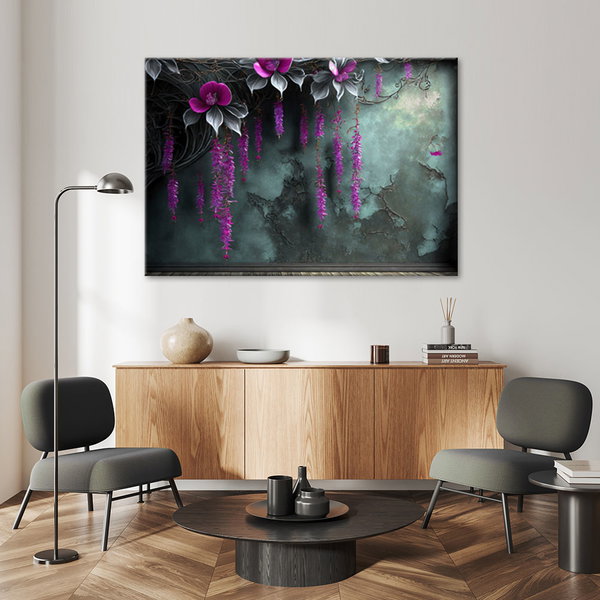 Kunstdruck auf Leinwand 'Hanging Purple Flowers 5'