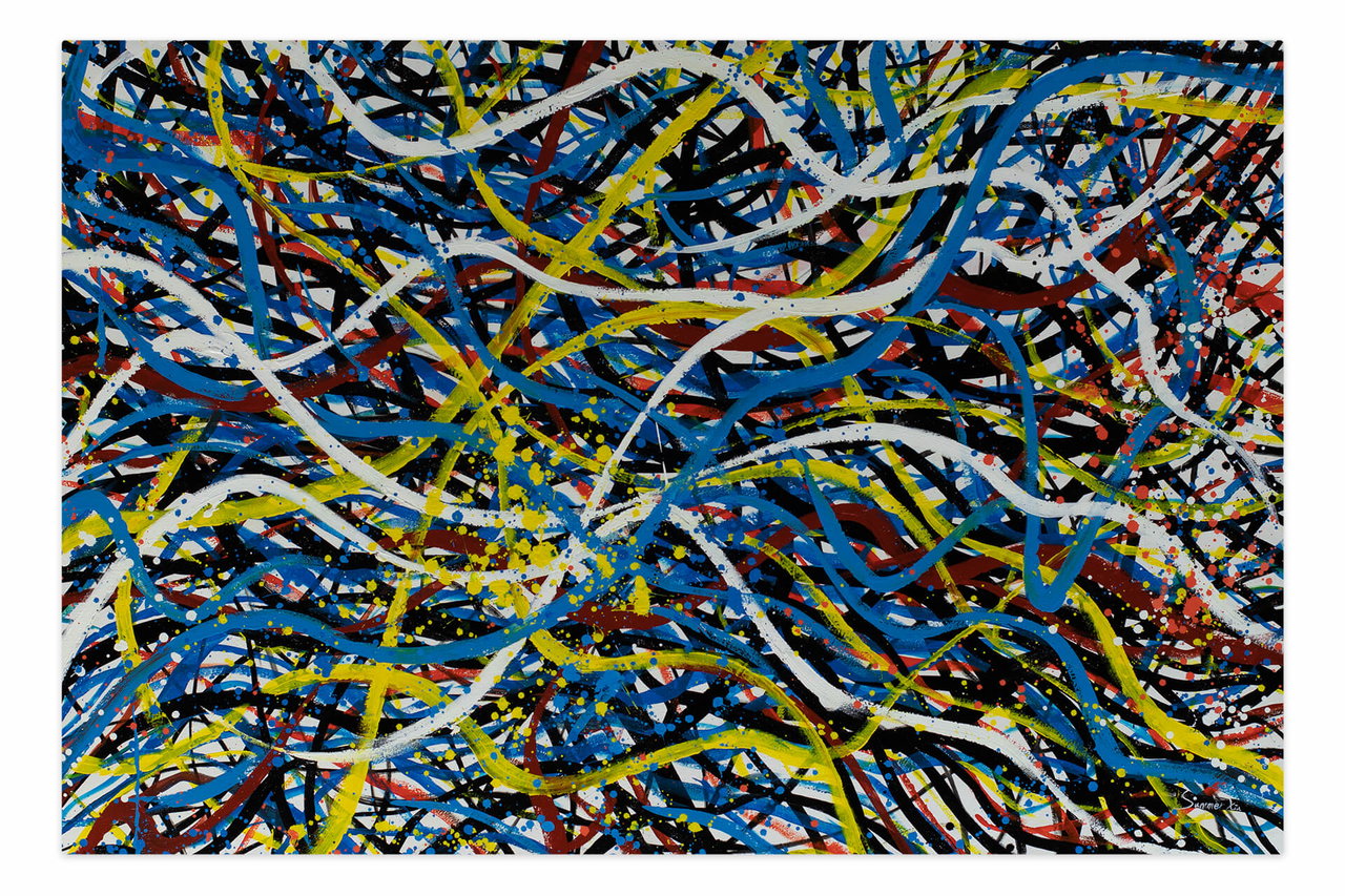 Olieverf schilderijen 'Surge of Ideas' | Handgeschilderd unicum 180x120cm komt in de ruimte goed tot zijn recht.