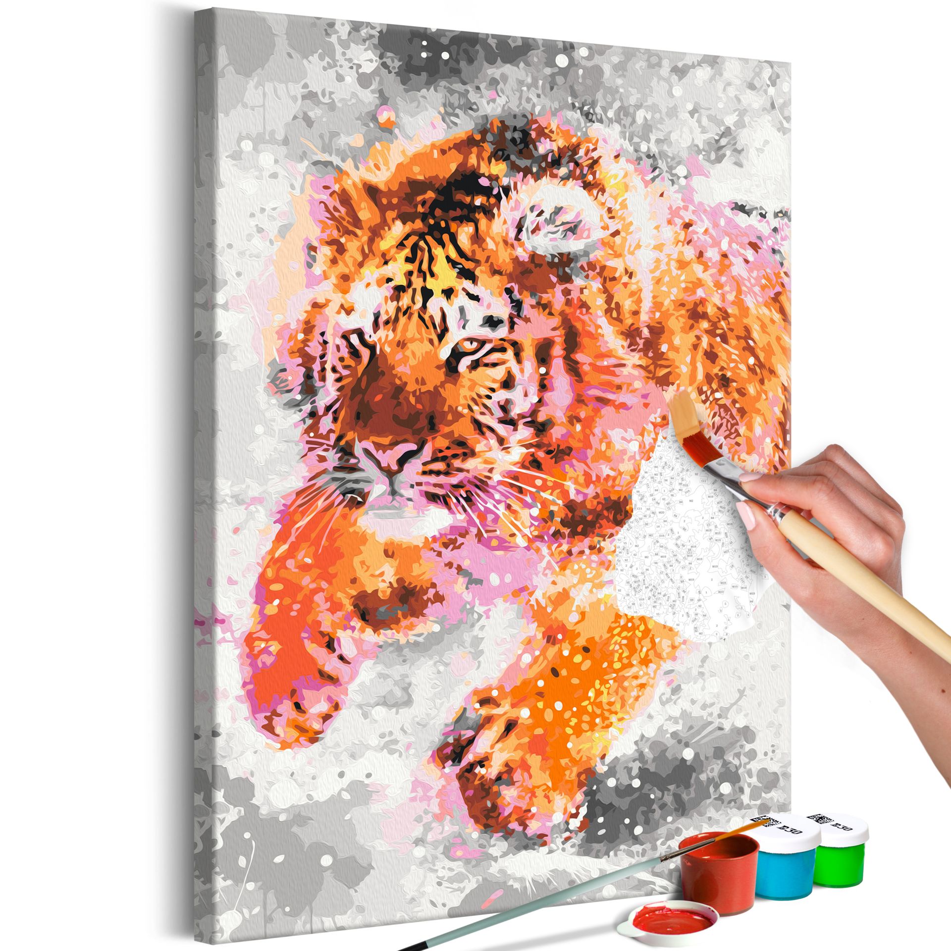 WOWDECOR Malen Nach Zahlen Set - Katze Oder Tiger 40x50cm Leinwand Für Erwachsene & Kinder
