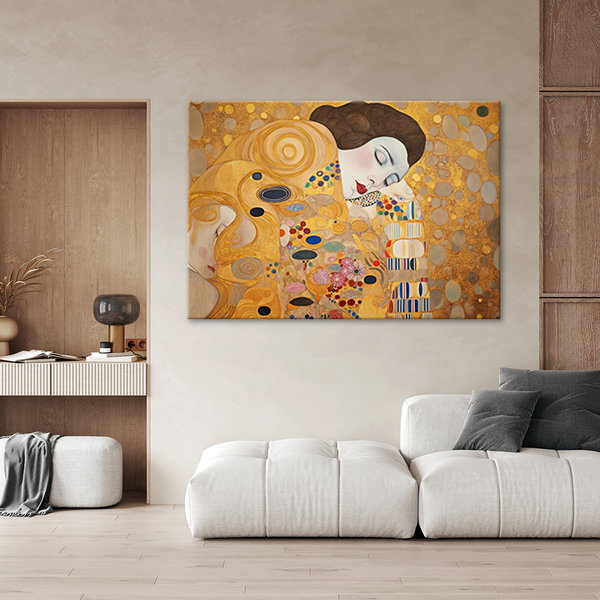 Kunstdruck auf Leinwand 'Klimt's Serene Embrace'