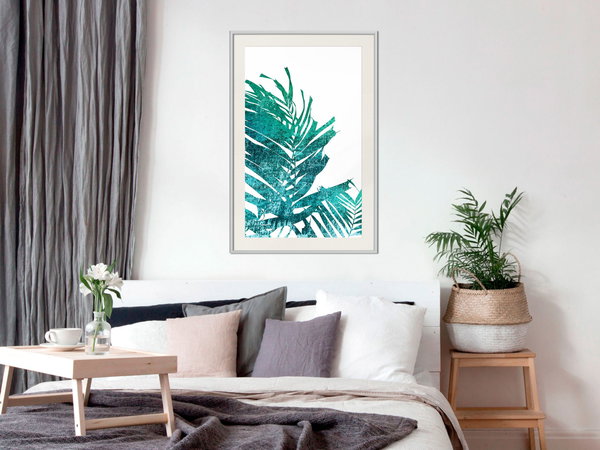 Poster 'Teal Palm on White Background'