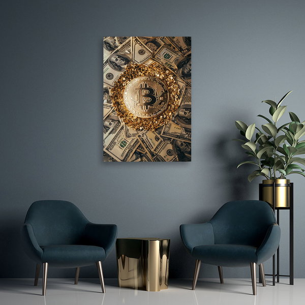 Kunstdruck auf Leinwand 'Crypto Gold'