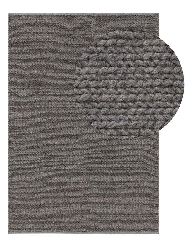 Design Wollteppich Uno Hellgrau