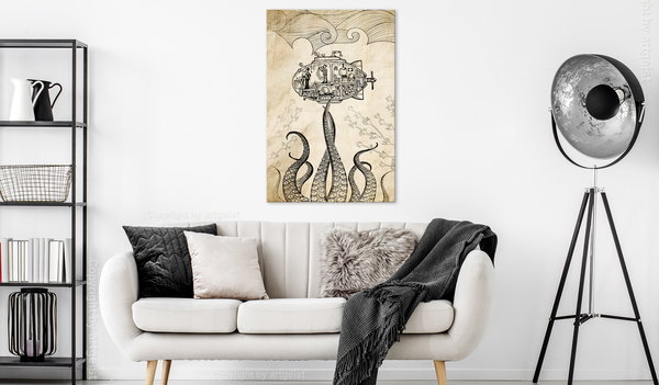 Kunstdruck auf Leinwand 'Vintage Submarine Vertical'