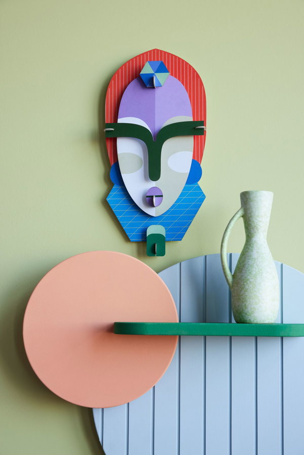 Wanddeko Papier 'Moderne Stammesmaske'