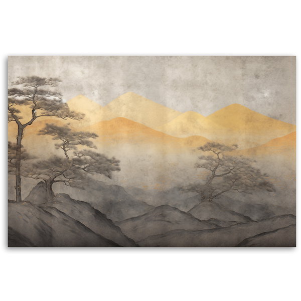 Kunstdruck auf Leinwand 'Misty Mountain Landscape'