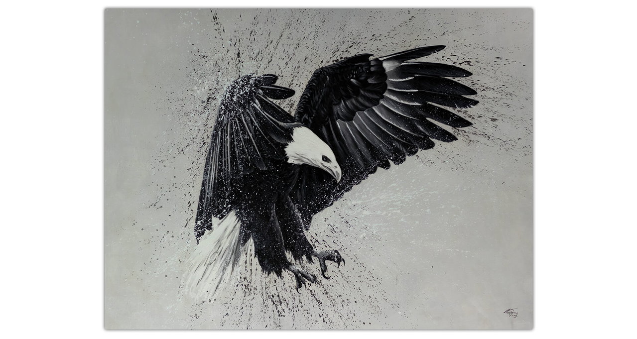 XXL Olieverf schilderijen 'Return of the Eagle' | Handgeschilderd unicum komt in de ruimte goed tot zijn recht.