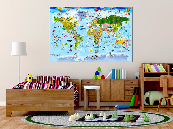 Kunstdruck auf Leinwand 'Children's Map: Colourful Travels'