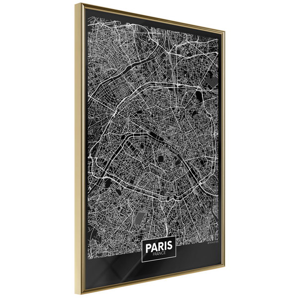 Poster 'City Map: Paris (Dark)'