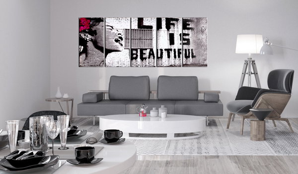 Kunstdruck auf Leinwand 'Banksy: Life is Beautiful'