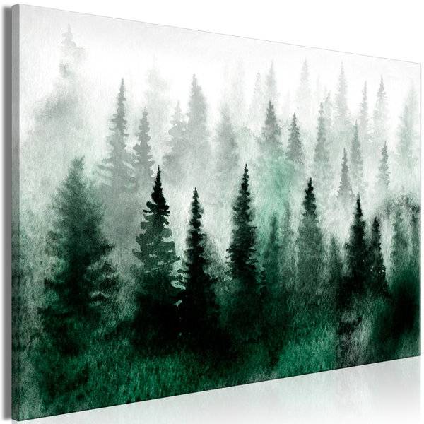 Umjetnički print na platnu 'Scandinavian Foggy Forest Wide'