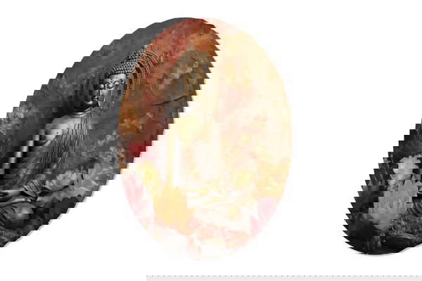 Tableau rond 'Golden Skyline'