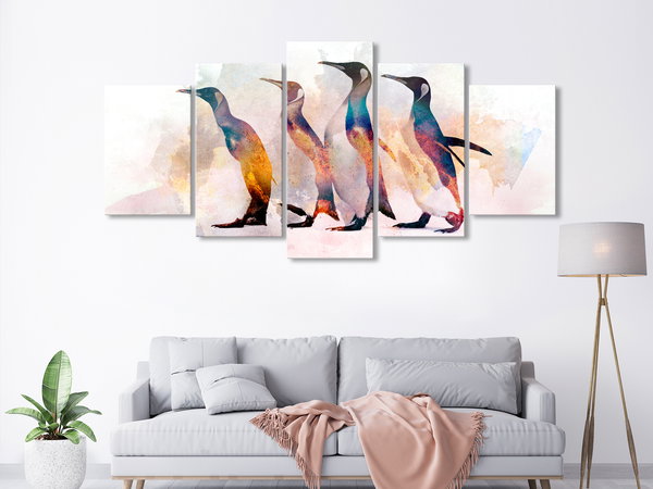 Kunstdruck auf Leinwand 'Penguin Wandering (5-teilig) Wide'