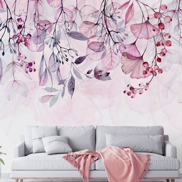 Carta da parati 'Foggy Nature - Pink'