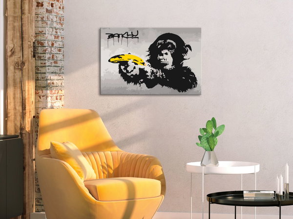 Malen nach Zahlen für Erwachsene 'Affe (Banksy Street Art Graffiti)'