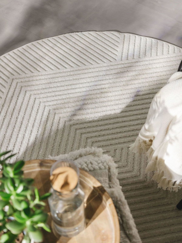 Design In- &amp; Outdoor Runder Teppich Mars Beige