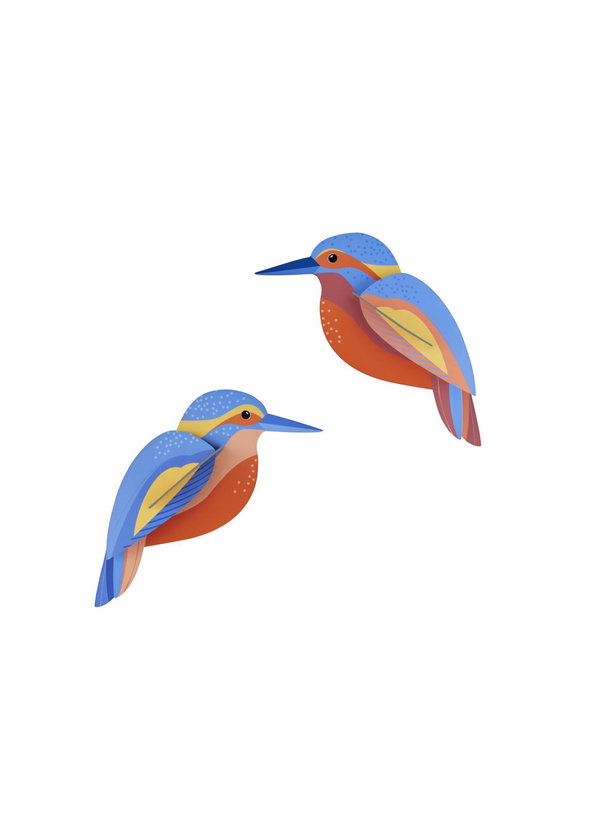 Arte de papel 3D 'Kingfisher Duo Art'